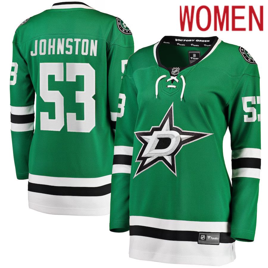 Women Dallas Stars #53 Wyatt Johnston Fanatics Branded Kelly Green Home Breakaway Player NHL Jersey->women nhl jersey->Women Jersey